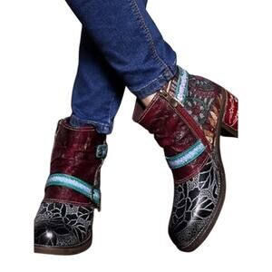 NWOT Socofy Boho Tapestry Boots